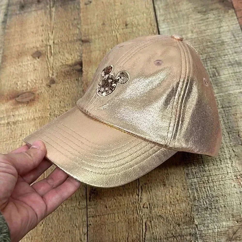 Disney Parks Sequins Mickey Mouse Rose Gold Hat Adjustable - Picture 10 of 11